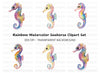 Rainbow Seahorse Clipart Bundle
