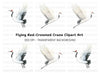 Flying Red Crowned Cranes Clipart Bundle