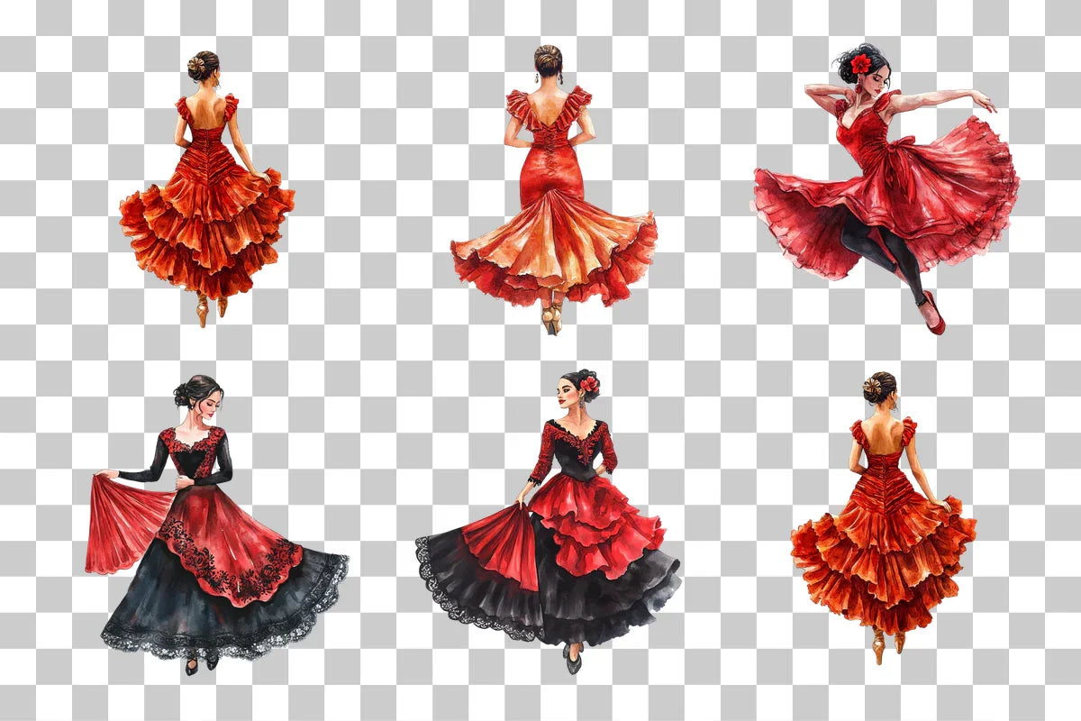 Flamenco Dancer Spanish Woman Clipart Bundle - CraftNest - Digital Crafting and Art