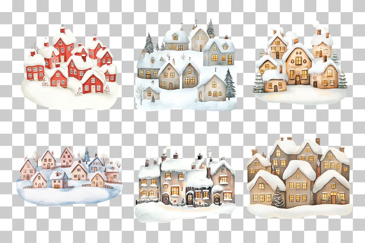 Christmas Village Winter Scene Clipart Bundle - CraftNest - Digital Crafting and Art