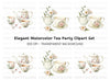 Elegant Floral Teapot and Cups Clipart Bundle