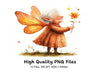 Cute Old Lady Fairy Character Clipart Bundle