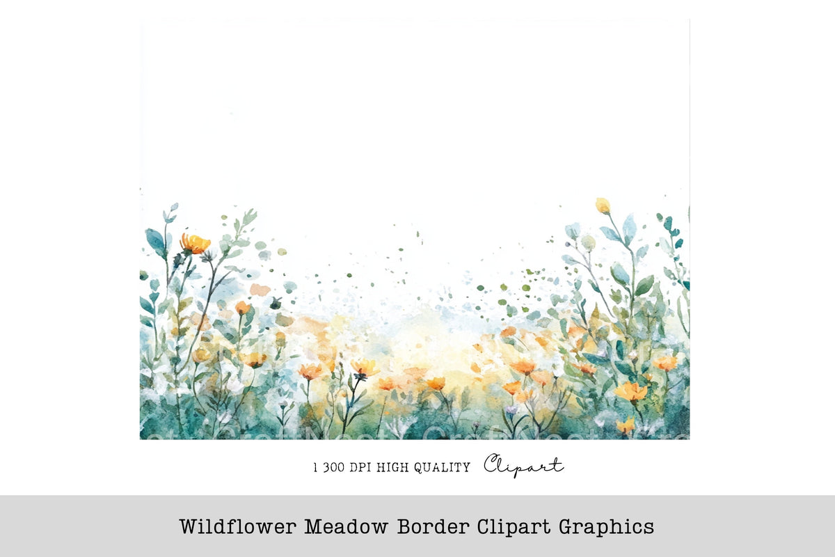 Wildflower Meadow Border Graphics Clipart Bundle