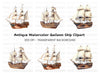 Vintage Sailing Ships Clipart Bundle