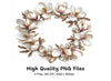 Elegant White Magnolia Wreath Clipart Bundle