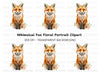 Sitting Fox with Floral Accents Clipart Bundle