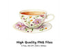 Vintage Teacups Clipart Bundle