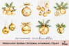 Golden Christmas Ornaments Clipart Bundle