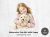 Cute Girl with Puppy Clipart Bundle
