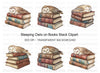 Sleeping Owls on Vintage Books Clipart Bundle