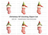 Christmas Elf in Striped Stocking Clipart Bundle