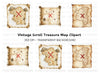 Vintage Treasure Map Clipart Bundle