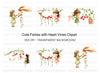 Cute Fairies with Heart Vines Clipart Bundle
