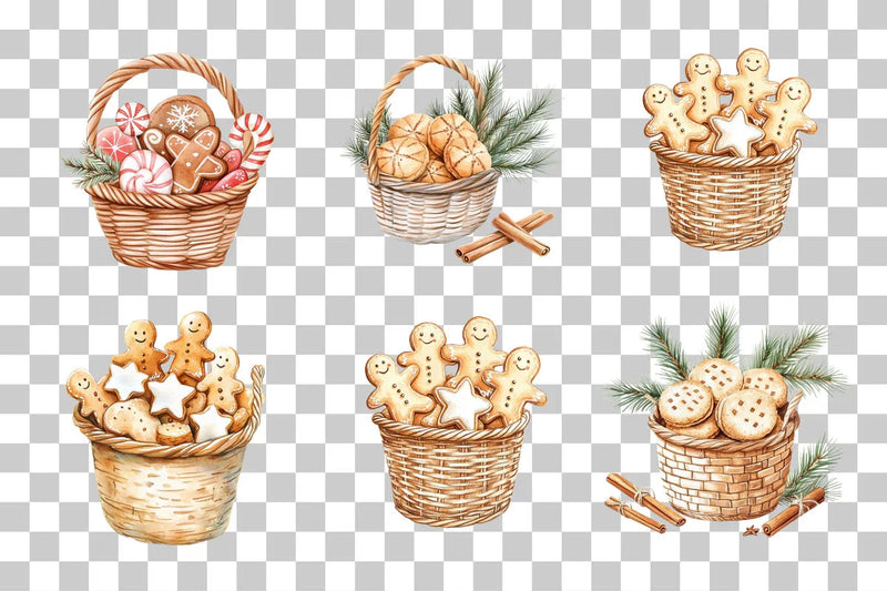 Festive Christmas Cookie Baskets Clipart Bundle - CraftNest - Digital Crafting and Art