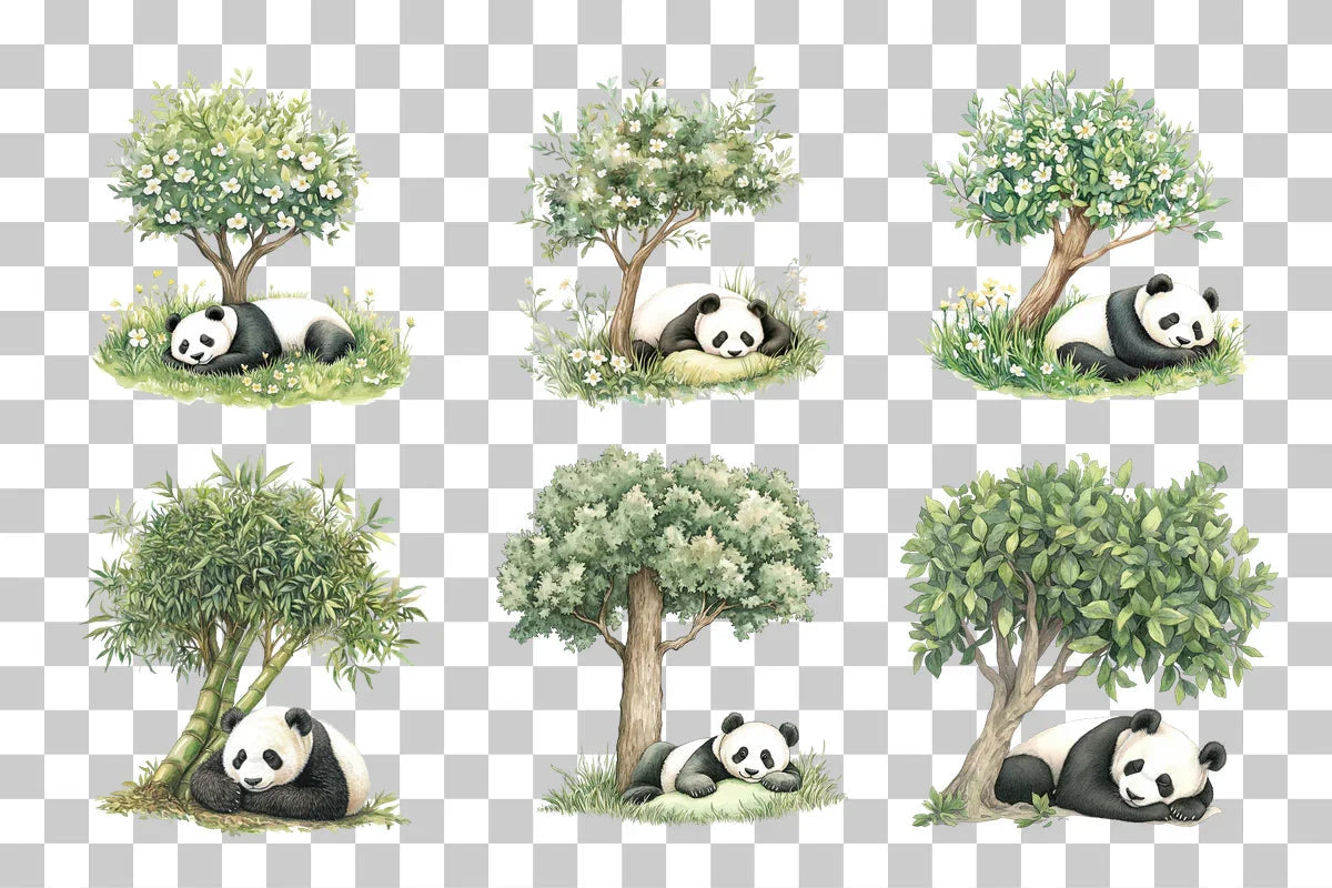 Panda Bear Forest Scenes Clipart Bundle - CraftNest - Digital Crafting and Art