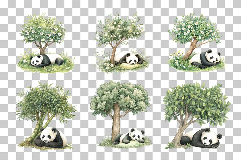 Panda Bear Forest Scenes Clipart Bundle - CraftNest - Digital Crafting and Art