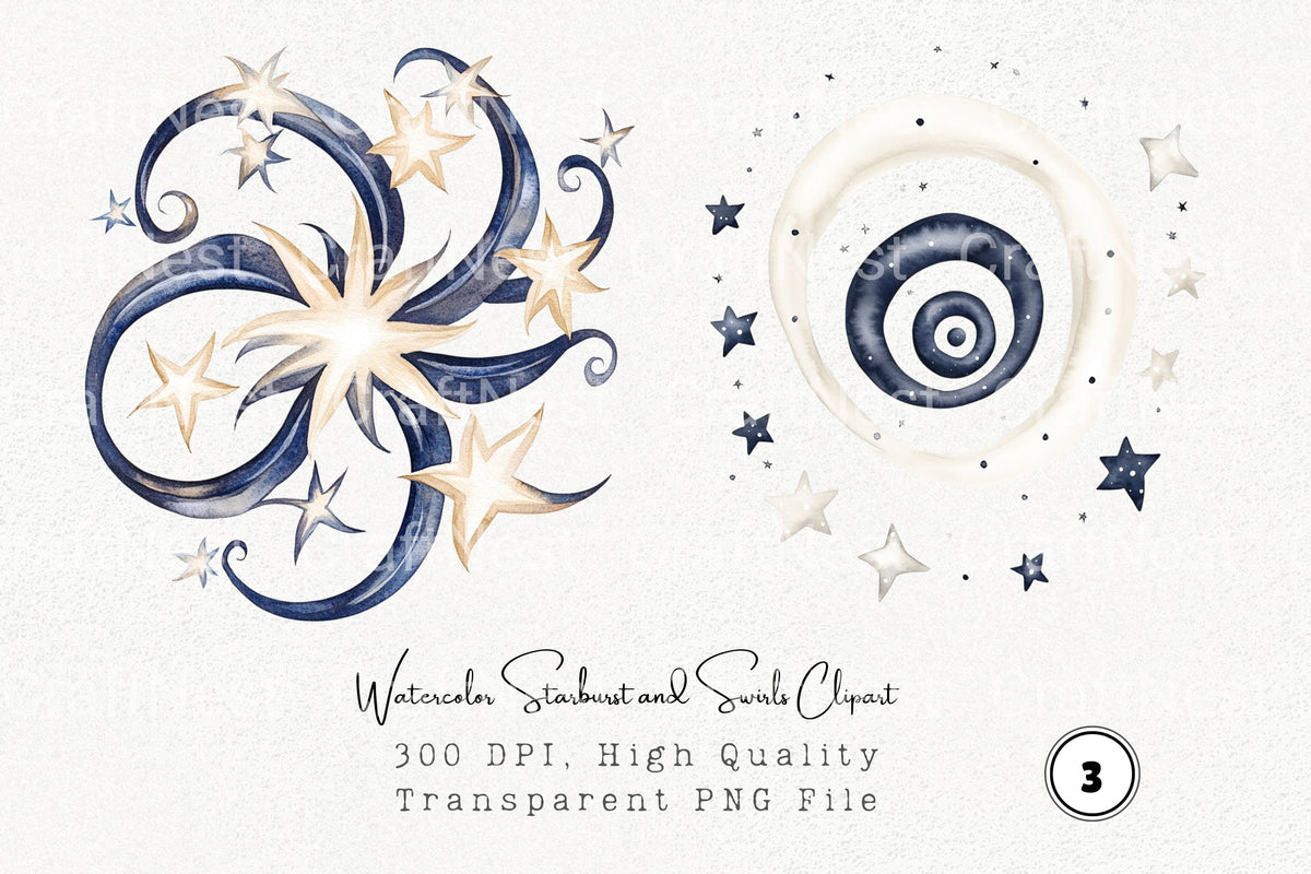Starburst And Swirls Clipart Bundle
