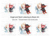 Cute Angel and Devil Listening to Music Clipart Bundle