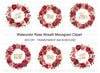 Rose Wreaths Monogram Clipart Bundle