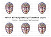 Elegant Purple Gold Masquerade Mask Clipart Bundle