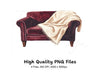Cozy Armchair with Blanket Clipart Bundle