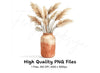 Boho Pampas Grass in Clay Pot Clipart Bundle