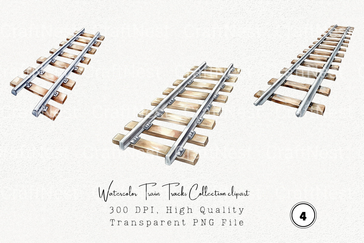Watercolor Train Tracks Clipart Tracker