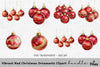 Vibrant Red Christmas Ornaments Clipart Bundle