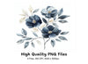 Elegant Blue Floral Clipart Bundle
