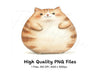 Cute Round Cat Illustration Clipart Bundle