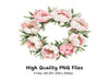 Pink Peony Wreaths Clipart Bundle