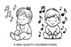 Cute Babies with Music Notes Coloring Books