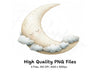 Sleeping Moon and Clouds Clipart Bundle