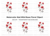Red Rose Branch Clipart Bundle