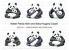 Sweet Panda Mom and Baby Clipart Bundle