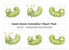 Cute Green Caterpillar Clipart Bundle