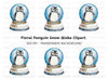 Festive Penguin Snow Globe Illustration Clipart Bundle