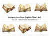 Vintage Open Books Clipart Bundle