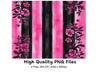 Vibrant Pink Black Floral Stripes Clipart Bundle