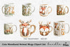 Cute Woodland Animal Mugs Clipart Bundle