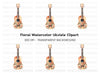 Floral Acoustic Guitar Clipart Bundle
