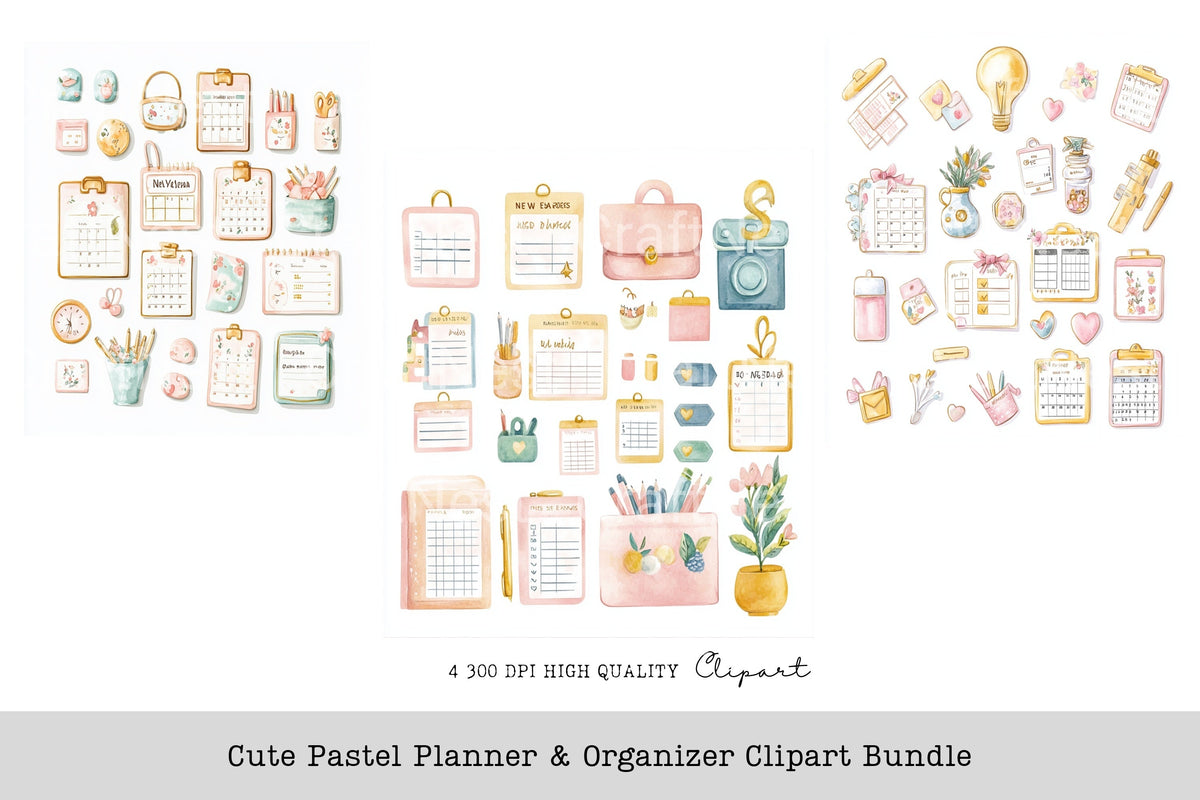 Cute Pastel Clipart Planner