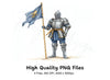 Medieval Knights with Blue Flags Clipart Bundle