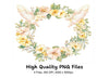 Floral Wreath with Butterflies Clipart Bundle