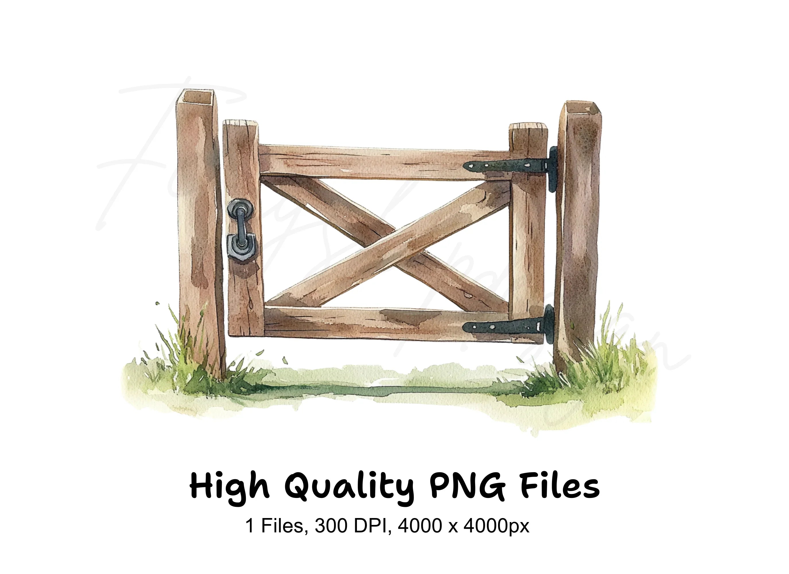 Wooden Gate Illustration Clipart Bundle
