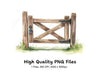 Wooden Gate Illustration Clipart Bundle