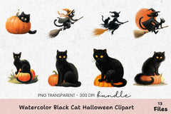 Black-Cat-Halloween-Clipart-Bundle - CraftNest - Digital Crafting and Art