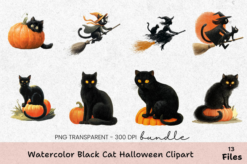 Black-Cat-Halloween-Clipart-Bundle - CraftNest - Digital Crafting and Art