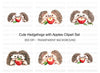 Cute Hedgehogs with Apples Clipart Bundle
