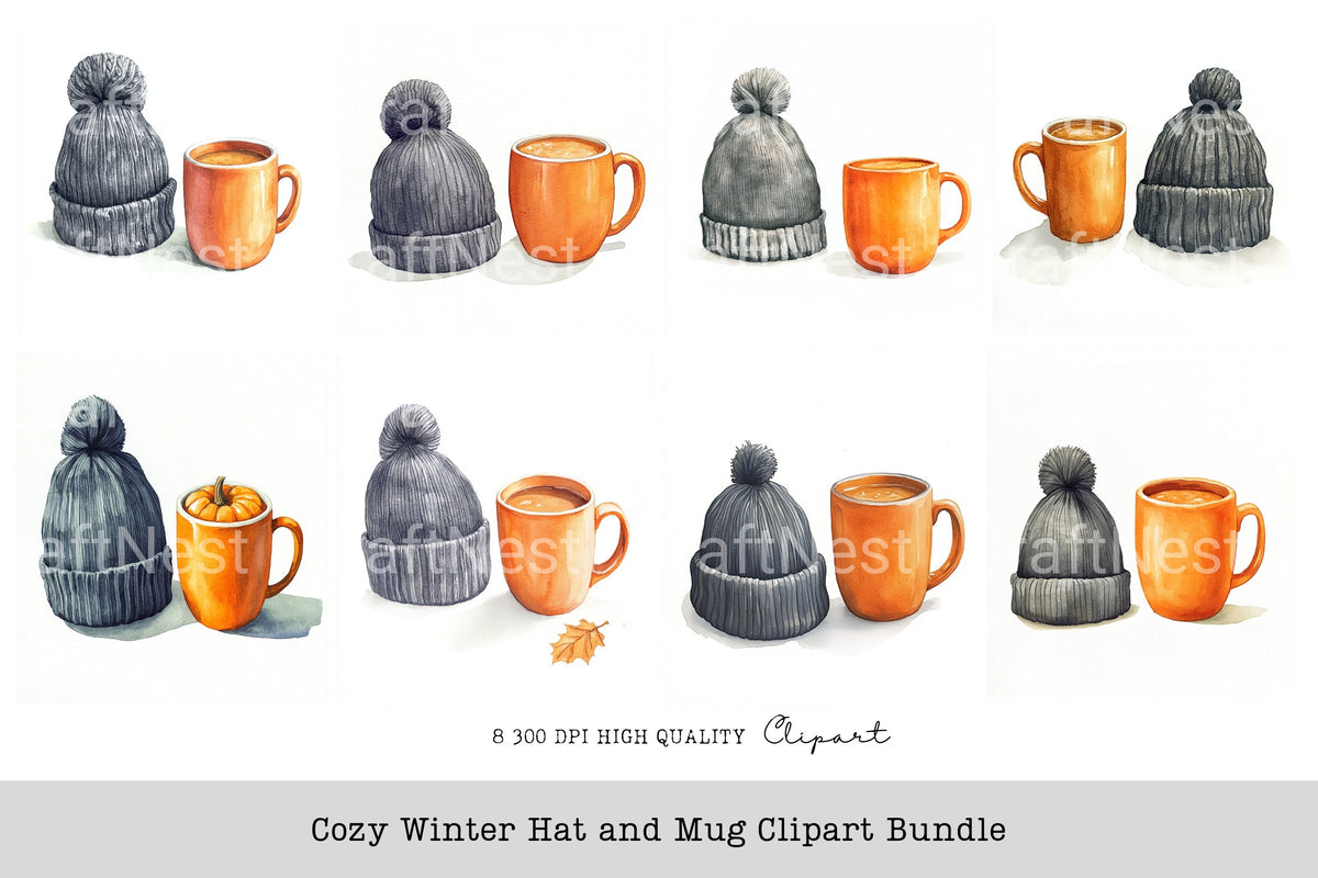 Cozy Winter Hat And Clipart Bundle